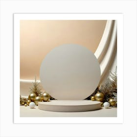 White Circle With Gold Ornaments 3 Art Print