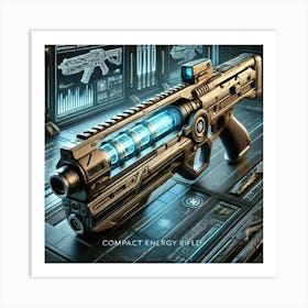 A Detailed Depiction Of Compact Energy Rifles Used Art Print