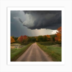 Storm Clouds Over A Country Road Art Print