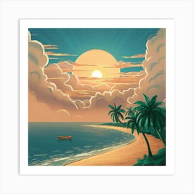 Sunset At The Beach 6 Art Print