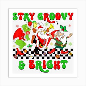 Stry Groovy And Bright Merry Christmas Santa Claus Winter Art Print