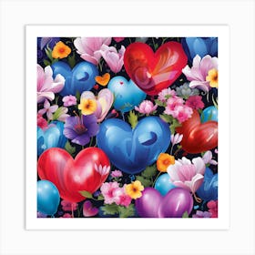 Hearts And Flowers Art Print