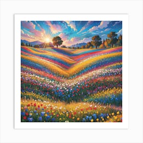 Sunset In The Meadow 3 Art Print