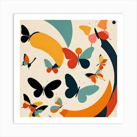 Butterflies In A Circle Abstract Painting Art Print
