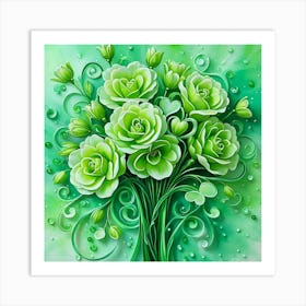 Green Roses Art Print