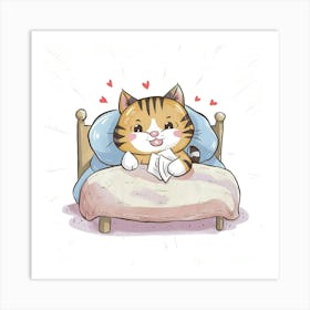 Cat In Bed Art Print