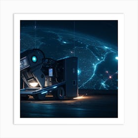 Robot In Space Art Print