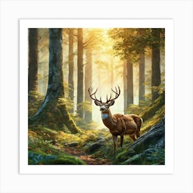 Deer In The Forest 138 Art Print