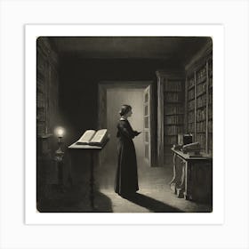 Woman In A Library 1 Art Print