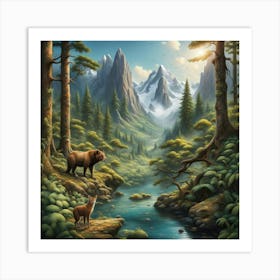 Bears In The Forest Art Print