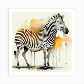 Zebra Watercolor Painting Art Print