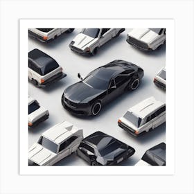 Black And White Cars 5 Art Print