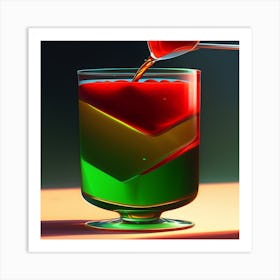 Glasses Of Green And Red Juices Art Print