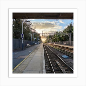 Train Tracks In The Sunset Art Print