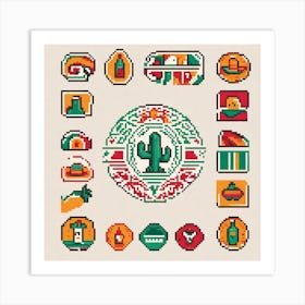 Mexican Pixel Art Art Print