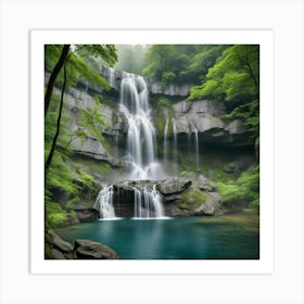 Waterfall In The Forest 2 Art Print