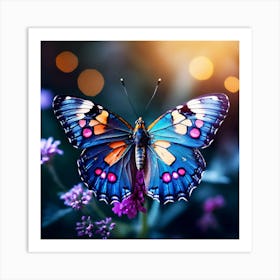 Butterfly On Flowers art print Art Print