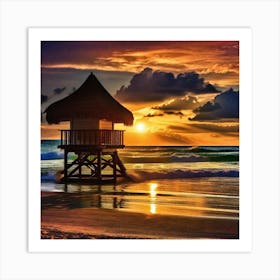 Sunset At The Beach 180 Art Print