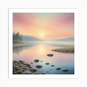 Sunrise Over The River Art Print