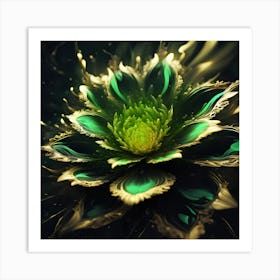 Green Gold Flower Art Print