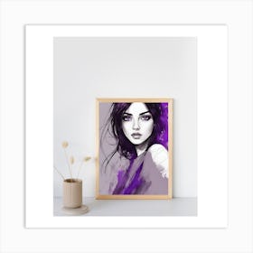 Beautiful girl with purple eyes Art Print