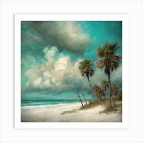 Palm Trees On The Beach Art Print