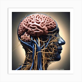 Human Brain With Blood Vessels Art Print