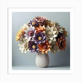 Paper Flowers In A Vase Art Print