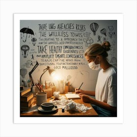 Woman Writing At Her Desk 1 Art Print