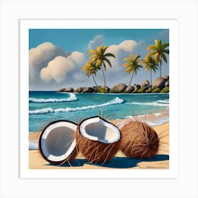 Coconuts On The Beach Art Print