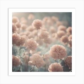 Pink Flowers In A Field Art Print