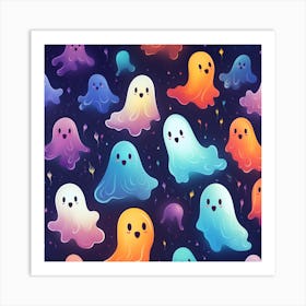 Ghosts Seamless Pattern 3 Art Print