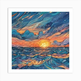 Sunset On The Ocean Art Print