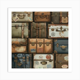 Vintage Suitcases Art Print