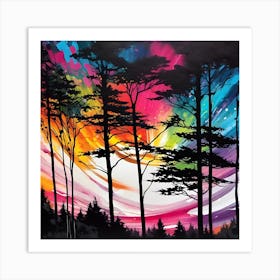 Sunset In The Woods 12 Art Print