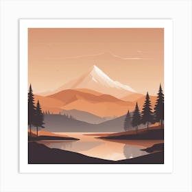 Misty mountains background in orange tone 72 Art Print