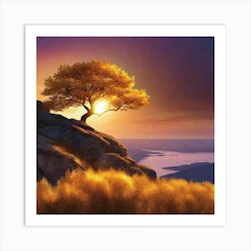 Lone Tree At Sunset 8 Art Print