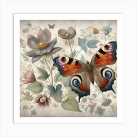 Victorian Butterfly Naturalist Illustration I Art Print