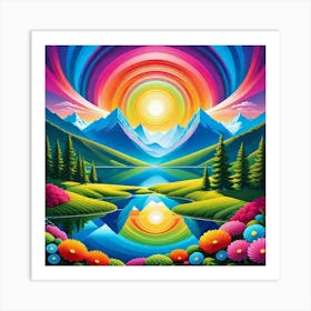 Rainbow In The Mountains Art Print