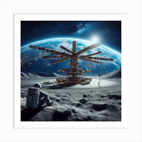 Space Station On The Moon Art Print