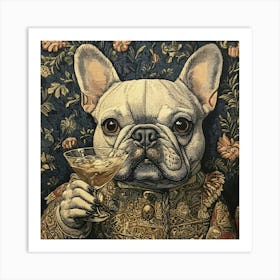 Tapestry Frenchie Drinking 2 Art Print