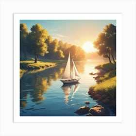 Boat In The River Art Print