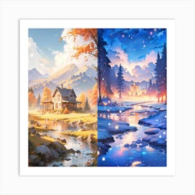 Winter Landscape Painting Art Print