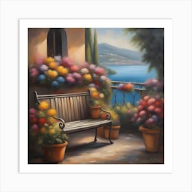 Bench By The Lake 1 Art Print