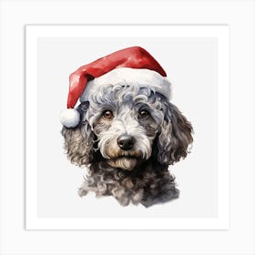 Poodle In Santa Hat 3 Art Print