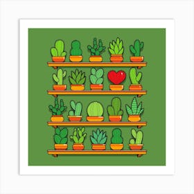 Love Yourself Cactus Heart Square Art Print