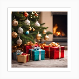 Christmas Presents Under The Tree 1 Art Print