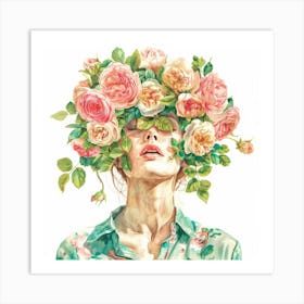 Roses On The Head Art Print