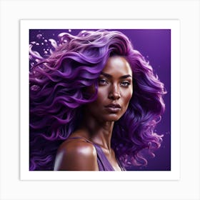 Portrait Of A Woman With Purple Hair Art Print