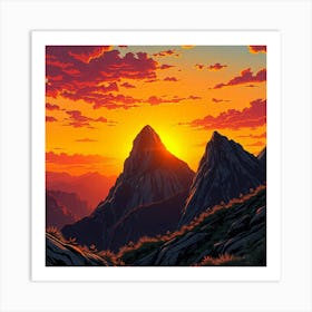 Sunset In The Mountains 9 Art Print